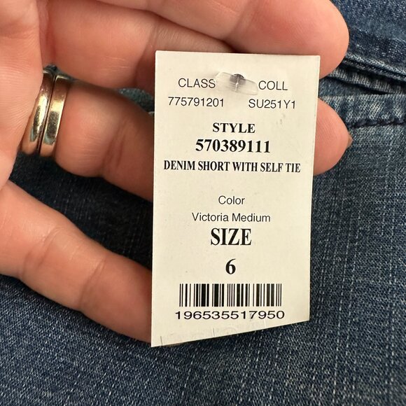 NWT White House Black Market Denim Short w/ Self Tie Victoria Medium 6 #WHBM41 - Picture 7 of 10